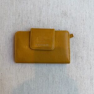 Tahari Yellow Leather Bi-Fold Wallet with Card Slots